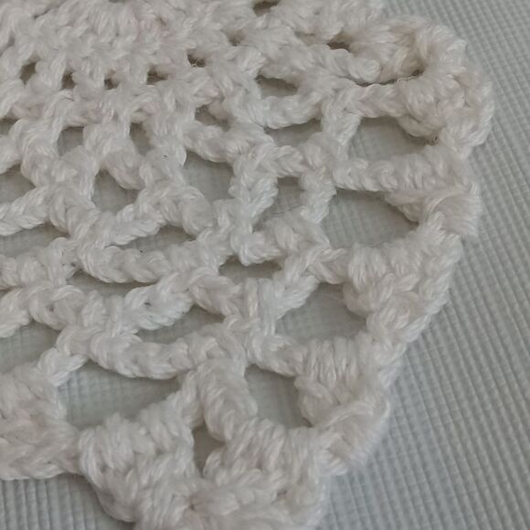 Handmade Ivory White Pineapple Stitch Large Oversized Cotton Crochet Earrings - Picture 4 of 11
